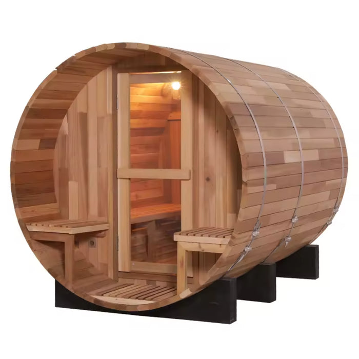 Traditional Outdoor Barrel 6 person Sauna (available in Canadian Red Western Cedar, Nordic Spruce, Or Hemlock) Spruce